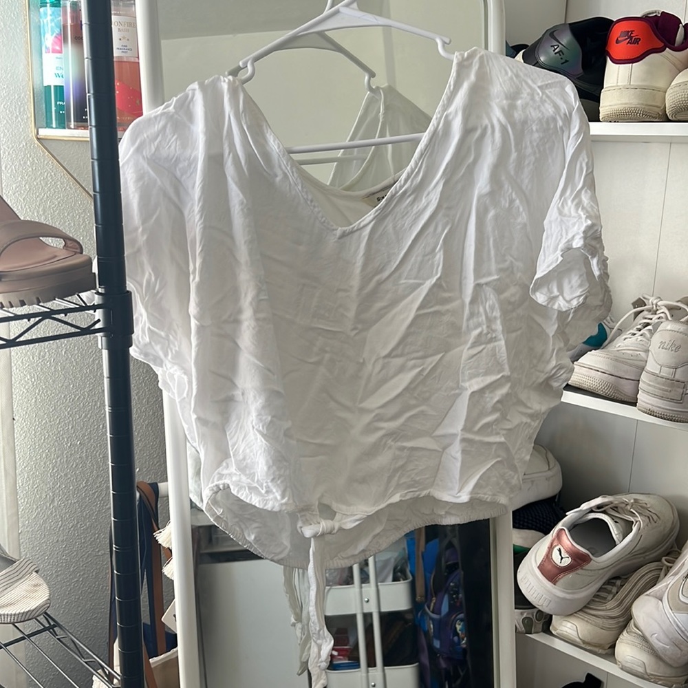 White crop top with tie